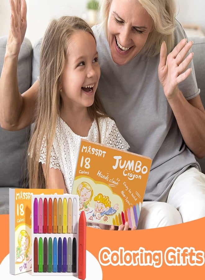 MASSRT Triangle Jumbo Crayons for Toddlers, 18 Colors Mess Free Unbreakable Crayon Gifts, Easy to Hold Washable Crayons for Kids, Safe Coloring Gifts for Babies and Children - Image 2